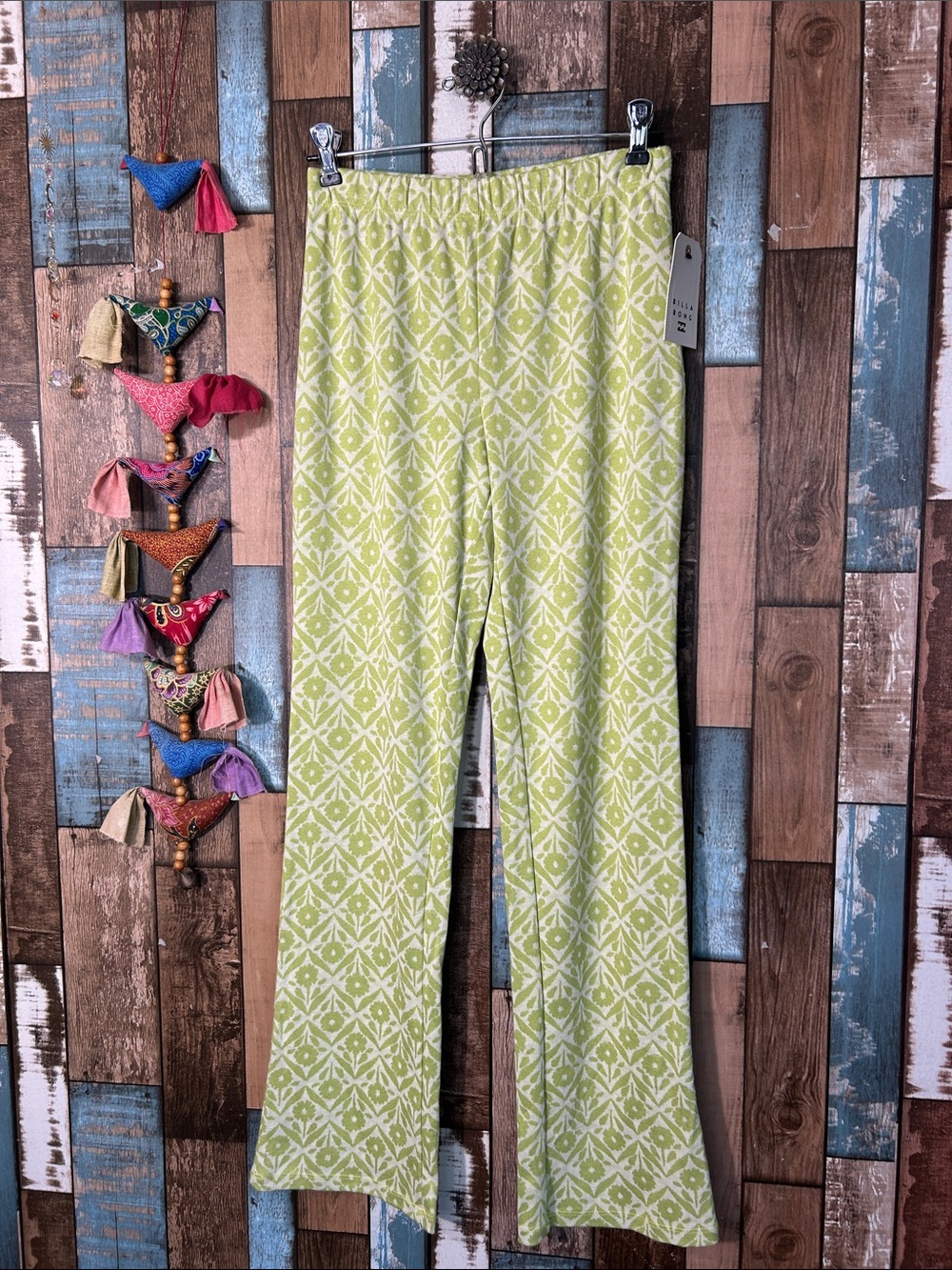 Billabong Light Green Ikat Wide Leg Pants